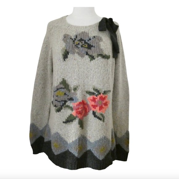 TWIN SET Floral Intarsia tunic sweater sz M Simona Barbieri - Picture 2 of 6